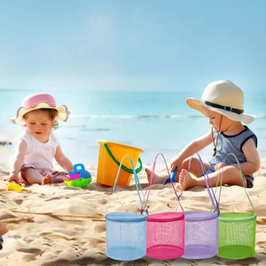 Niños al aire libre Playa Juguetes Malla Seashell Bolsa Cremallera Red Bolsa de almacenamiento Cubo redondo Organizadores de artículos diversos - Product Image 6