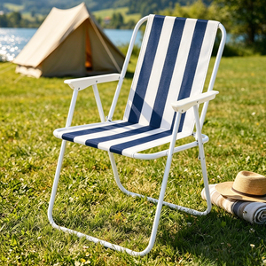 Silla de Playa Plegable a Rayas Azules y Blancas, Ligera y Portátil, Asiento de Camping, Envío Directo desde la UE, Disponible en Polonia - Product Image 1