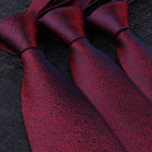 Mulberry Silk Jacquard Weave <strong>Tie</strong> Men's Wedding Casual <strong>Burgundy</strong> Striped Professional Work Formal Business Trend Customizable Logo - Product Image 2