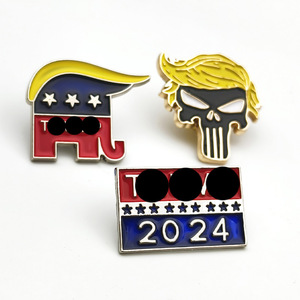 Cross-Biên Giới 2024 Chúng Tôi Kỷ Niệm Vàng Skull Elephant Thư Dấu Hiệu Chiến Dịch Huy Hiệu UV In Đúc Thời Trang Kim Loại Pin Trâm - Product Image 4