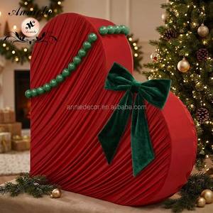 Support de toile de fond en forme de cœur bordeaux ANNIELU pour Noël, cadre en forme de cœur pour mariage, arche drapée pour fête de Noël, événement, décoration de photomaton - Product Image 1