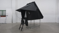 Tente de toit rigide pliable 4x4, grand espace, noire, imperméable, en aluminium, pour camping