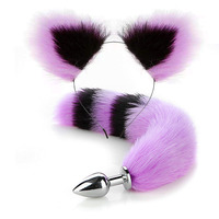 Jouet anal queue de renard colorée en fausse fourrure avec oreilles mignonnes et amusantes pour le jeu de rôle SM, pour femmes et hommes, plug anal queue de renard amusant