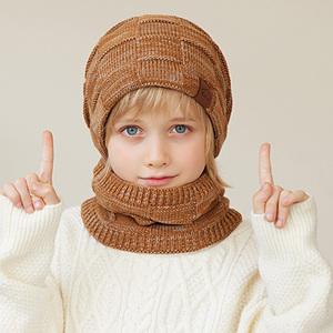 Ensemble de 3 pièces pour bébé en tricot d'hiver : gants, bonnet et écharpe, imperméable au vent, en velours chaud, pour enfants, garçons, bonnets et chapeaux - Product Image 4