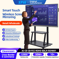 Tableau interactif intelligent LCD 4K de 55 à 100 pouces avec 40 points de contact (stylo/doigt), système d'exploitation Android/Windows, caméra 48MP pour les écoles et les salles de classe