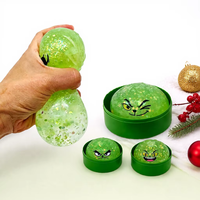Jouet Squishy Grinch de Noël en TPR avec paillettes, jouet anti-stress, jouet sensoriel pour enfants, boîte mystère surprise pour fête de Noël, jouets promotionnels