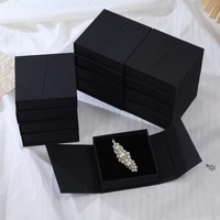 Boîtes cadeaux de luxe en papier noir, design élégant, prêtes à l'emploi, style populaire, taille personnalisée, avec insert en mousse pour bijoux