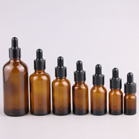 Flacons compte-gouttes en verre ambré de qualité supérieure de 5 ml, 10 ml, 20 ml, 30 ml, 50 ml, 100 ml avec bouchons noirs et compte-gouttes pour huiles d'aromathérapie