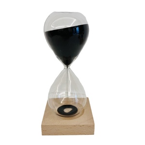 Decoración para el Hogar, Reloj <span class=keywords><strong>de</strong></span> Arena <span class=keywords><strong>de</strong></span> <span class=keywords><strong>15</strong></span> <span class=keywords><strong>Minutos</strong></span> con Arena Negra y Base <span class=keywords><strong>de</strong></span> Madera, Diseño Moderno, Portátil, NUEVOS PRODUCTOS - Product Image 1