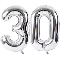 Ballons Chiffres Dorés Blancs Élégants Grande Taille (40 Pouces) Gonflables pour Anniversaire, Mariage, Fête, Événement, Décoration Photo