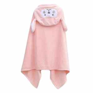 Kids Hooded Baby Bathrobe Towel Absorbent Coral Fleece Cartoon Wearable Reusable Customizable Logo Soft - Product Image 1