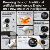 Robot intelligent de bureau AI Emo, commande vocale WiFi, compagnon émotionnel pour enfants et adultes, multilingue, cadeau AI pour le bureau à domicile