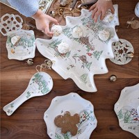 Ensemble de vaisselle en céramique de sapin de Noël peint personnalisé, ensemble de vaisselle de Noël rétro