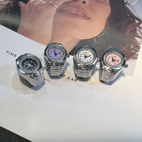 Montre à doigt vintage punk, mini bracelet élastique, montres en alliage, bagues de couple, bijoux, horloge rétro, montre à quartz romaine, bagues pour femmes et hommes