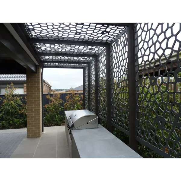 Modèle 3D de clôture d'intimité de jardin, écran laser, clôture en métal étanche en aluminium pour décoration extérieure