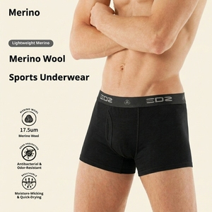 Boxers en laine mérinos OEM ODM à marque privée, écologiques, résistants aux odeurs, <span class=keywords><strong>sous</strong></span>-vêtements pour hommes, respirants, en spandex, pour le sport - Product Image 1