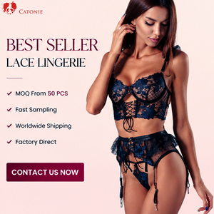 Ensemble de lingerie sexy en dentelle bleue pour <span class=keywords><strong>femme</strong></span>, soutien-gorge, culotte, <span class=keywords><strong>porte</strong></span>-jarretelles, sous-vêtements à lanières, push-up, vêtements intimes - Product Image 6