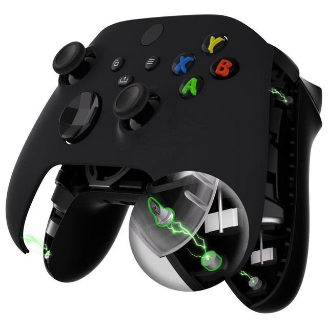 EXtremeRate New Design Shells Custom Black Housing Case Magnetic Replacement Shell for Xbox Series X S Controller Wireless