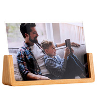 Base lumineuse LED en bois en forme de U pour affichage photo, veilleuse à intensité variable, rechargeable par USB, couleur et taille personnalisables pour acrylique