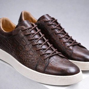 Zapatillas Deportivas de Piel con Cordones Transpirables para Hombre, Tacón Plano, Color Marrón Oscuro, Café, Azul, Verde, Borgoña, Negro, Casual, Tallas 38-47, Zapatos para Caminar - Product Image 4