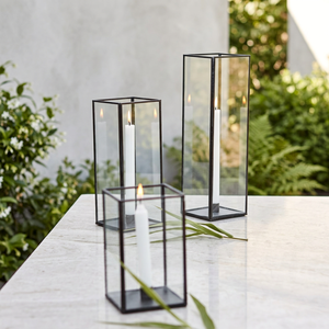 Wholesale Modern Square Glass Hurricane <b>Candlestick</b> Holder <b>Black</b> Metal Frame Handmade Home Christmas Weddings Events Decorations - Product Image 3