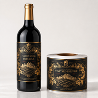 Umweltfreundliche Strukturierte Kunstpapier-Etiketten Kundenspezifische Geprägte Goldfolien-Prägung Rotwein-Flaschenetiketten für Getränkeverpackungen