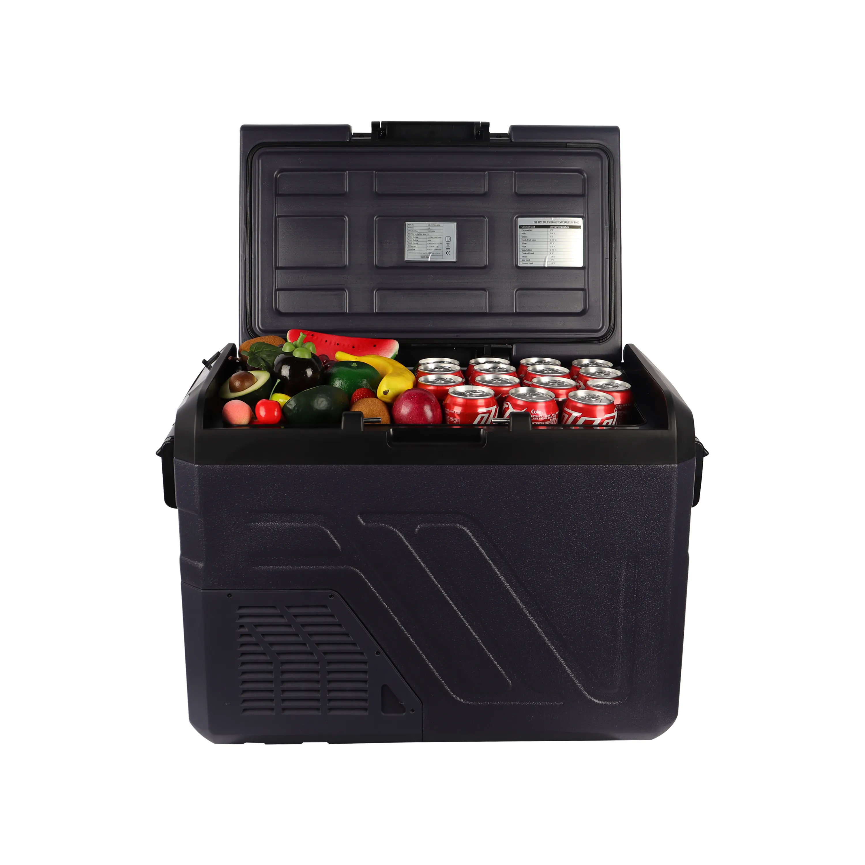 공장 도매 다채로운 배터리 32L 단일 영역 블루투스 12v 압축기 냉장고 휴대용 냉동고 자동차