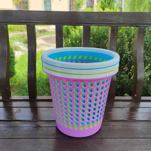 Hollow Plastic Wastebasket 8L Cylindrical Indoor Outdoor Storage Bin Mixed <b>Color</b> Big Size - Product Image 4