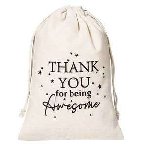 10*15cm Cotton Canvas Drawstring Pouch '<b>Thank</b> <b>You</b>' Wedding Party Favor Bags <b>Cookies</b> Candies Treats Home Decor Gifts Print Logo - Product Image 6