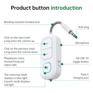 Adaptador Bluetooth JS18 Plug and Play, Receptor de Audio Inalámbrico Aux de 3.5mm para Auriculares, Equipo de Sonido Doméstico, Kit para Auto, Transmisor para <span class=keywords><strong>PC</strong></span> - Product Image 4