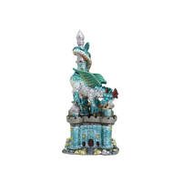 SHINNYGIFTS Style magique émail Dragon château Statue Figurine peinte à la main à charnière bibelot boîte bleu métal décoration de la maison