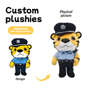 Jouets en peluche personnalisés, poupée en peluche de policier tigre, logo/nombre brodable modifiable, cadeaux promotionnels de <span class=keywords><strong>police</strong></span> sur mesure - Product Image 1