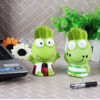 Poupée en herbe DIY, pots de plantes uniques en forme de grenouille, artisanat végétal créatif, cadeau, micro-pot en céramique, logo imprimé grenouille en couple