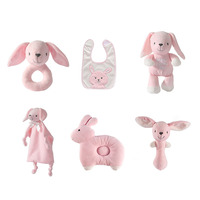 Jouet en peluche pour bébé de 6 mois, personnalisé, mignon, lot de 6, peluche éléphant, lapin, ours en peluche, animal, doudou, hochet, coussin, jouets à mâcher, jouets doux