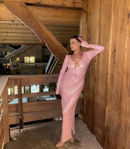 Re Mcgreen Star da donna elegante con retro cavo abito da festa con paillettes lustrini con scollo a V abito lungo Sexy Modulare abiti da Club - Product Image 5