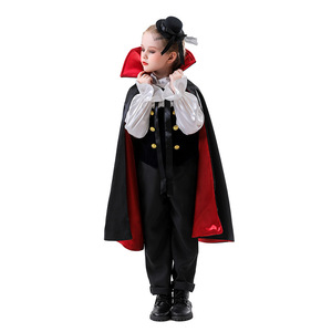 Disfraz de vampiro para niños, capa roja, traje negro, disfraz de Halloween para niños - Product Image 4