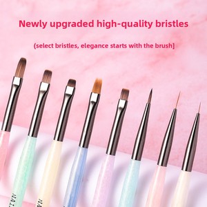 Ensemble de 8 pinceaux à ongles en acrylique, pointes plates, carrées et rondes pour la peinture au gel, le dessin de fleurs et de lignes - Product Image 4