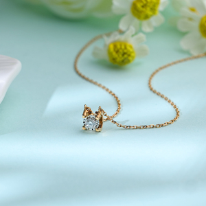 Hand Made Luxury 18K <b>Solid</b> Gold Pendant <b>Necklace</b> Customizable Single Natural Diamond Jewelry Link Chain Daily Wear - Product Image 6