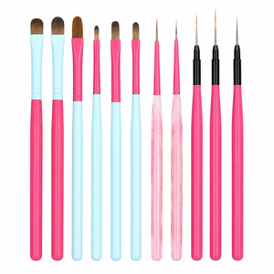 Ensemble complet de 11 pinceaux pour nail art, courts, moyens, longs, liner, plats, pétale, pour la pose d'extensions, pour salon de beauté - Product Image 6