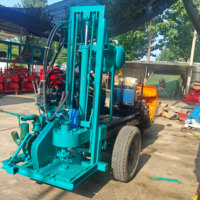 Dispositif de forage hydraulique diesel rotatif 25hp de forage portable monté sur tricycle 200m plate-forme de forage de puits mince