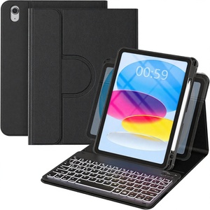 Nuova custodia per tastiera <span class=keywords><strong>iPad</strong></span> 11a/10a generazione, <span class=keywords><strong>dimensioni</strong></span> standard, rotazione a 360°, magnetica, wireless, retroilluminazione RGB, materiale PU, rimovibile - Product Image 1