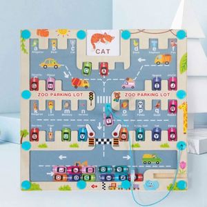 Toddler Travel Table Game Boys Girls Gift Wooden Animal Learning Board <b>Puzzle</b> Magnetic Alphabet Maze - Product Image 5