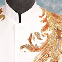 Décalcomanie de danse pour hommes Style chinois Robe nationale Quatre saisons Costume général pour jeunes Tang Costume blanc Zhongshan Chorus