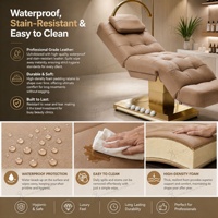 Lit de beauté de luxe avec base dorée, lit de massage électrique à 3 moteurs, lit pour soins du visage et extensions de cils avec lampe, mobilier de salon