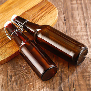 Hổ phách màu sắc rõ ràng Glass rượu bia chai cho uống bia Trung Quốc nhà máy giá với Flip-Top - Product Image 3