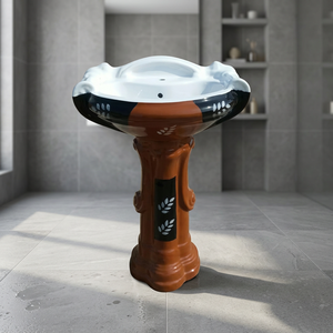 Lavabo sur pied en céramique décoratif de luxe moderne, évier de salle de bain, articles sanitaires Sterling - Product Image 1
