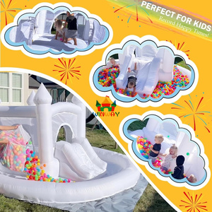 3 in 1 PVC Bounce House with <b>Slide</b> pink Wedding Inflatable Bouncer with Blower <b>Indoor</b>/outdoor - Product Image 3