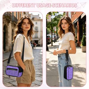 Bolsos Bandolera para Mujer con Diseño de Lei Hawaiano 3 en 1, Color Morado, de Poliéster, con Estampado Personalizado, para Chicas - Product Image 6