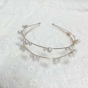 Serre-tête de <span class=keywords><strong>mariée</strong></span> rétro fin à double rangée de perles, style japonais et coréen, en alliage de luxe BFW, vente en gros - Product Image 4