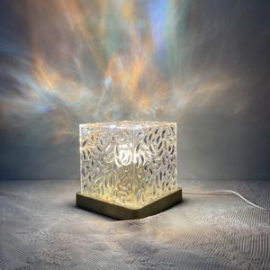 Lampu proyektor Aurora 16 warna, lentera Led bentuk kotak kristal efek api rotasi bertahap untuk dekorasi malam, gelombang laut - Product Image 4